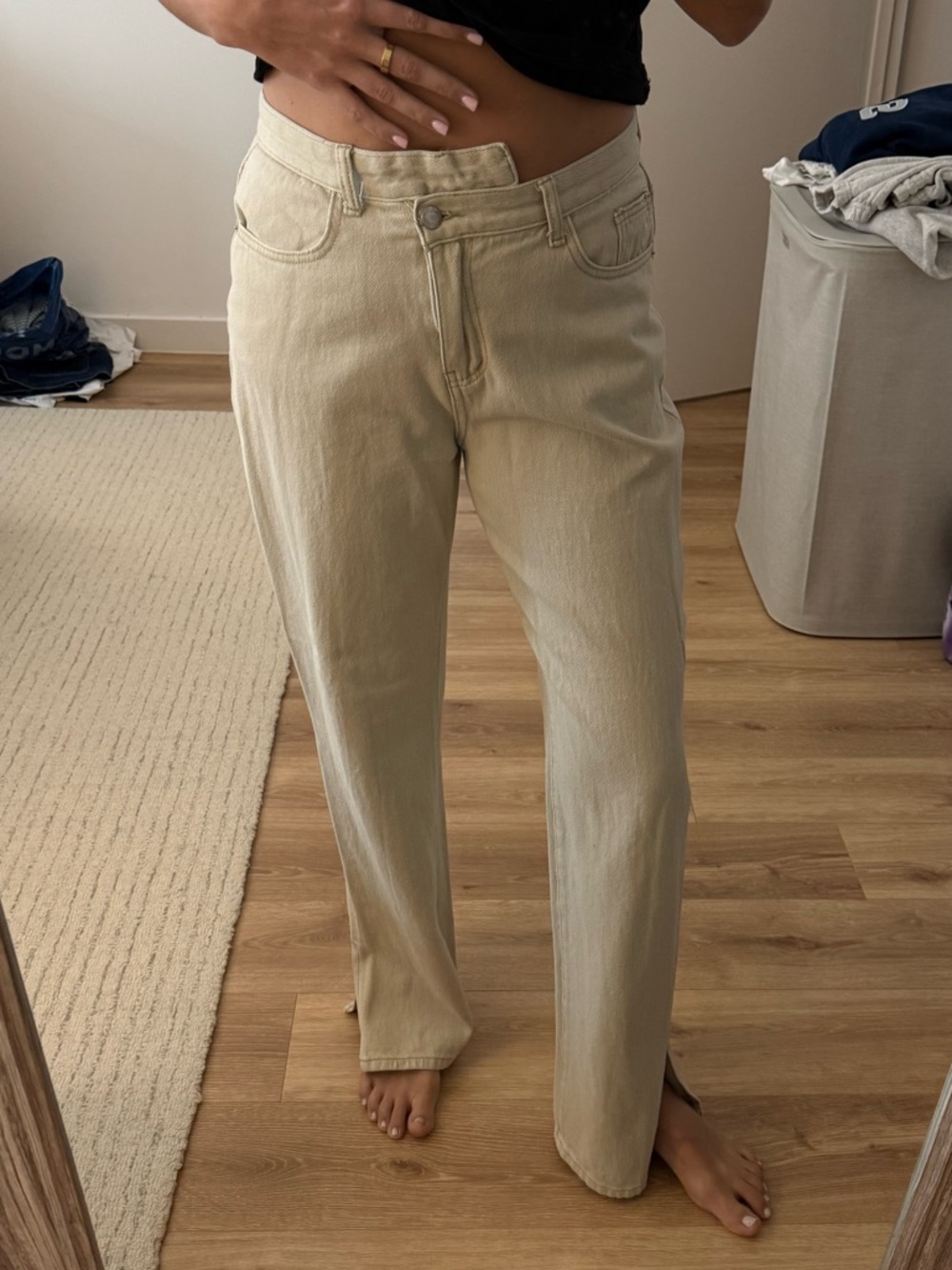 PrettyLittleThing asymmetrical jeans